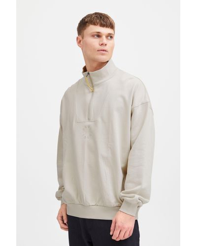 Solid Sweatshirt SDIlham cooler Troyer mit Logo - Grau