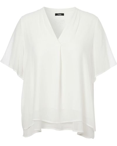FRAPP Klassische Bluse mit transparentem Chiffon - Weiß