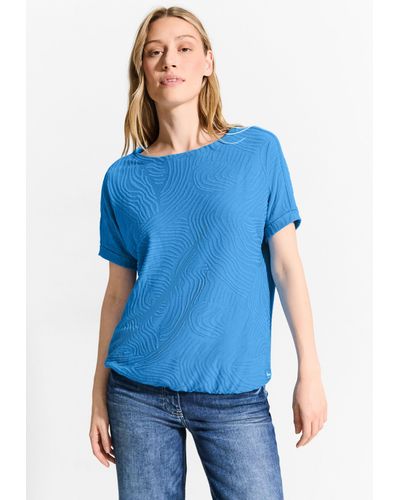 Cecil T-Shirt mit Struktur-Muster - Blau