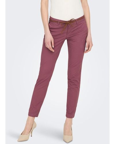 ONLY Chinohose ONLEVELYN REG ANKLE CHINO PANT PNT NOOS - Rot