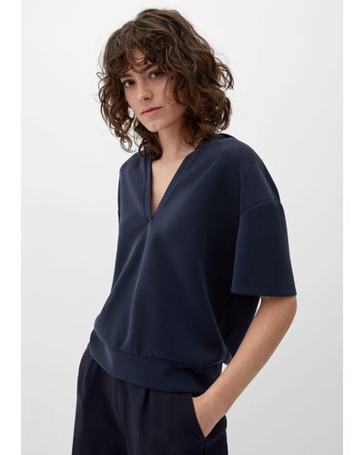 S.oliver Kurzarmshirt Kapuzensweatshirt aus Modalmix - Blau