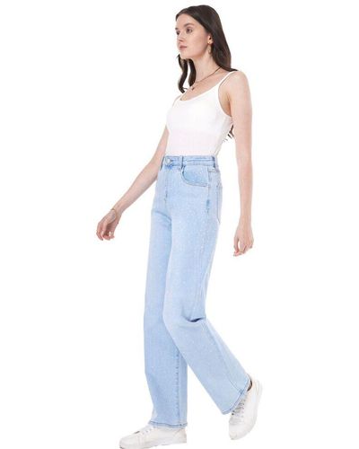 Ital-Design Gerade Party & Clubwear (86537211) Used-Look Stretch High Waist Jeans in Hellblau