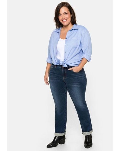 Sheego Gerade Jeans Große Größen mit Bodyforming-Effekt - Blau