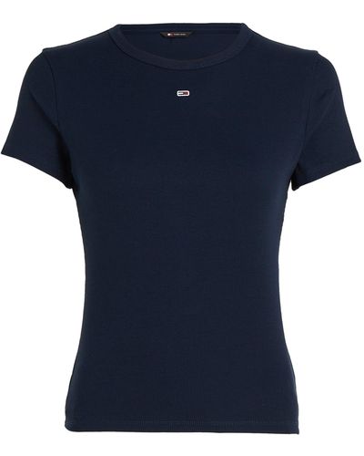 Tommy Hilfiger T-Shirt Slim Essential Rib Große Größen - Blau