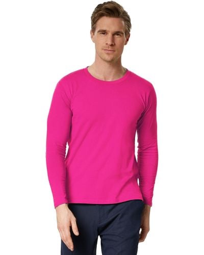 dressforfun Longsleeve Langarm-Shirt Männer Rundhals - Pink