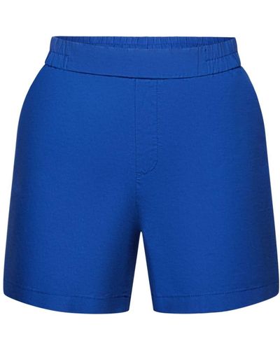 Esprit Pull-on-Shorts, Baumwolle-Leinen-Mix (1-tlg) - Blau