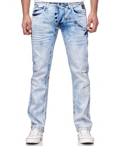 Rusty Neal Straight-Jeans im außergewöhnlichen Design - Blau