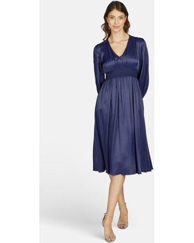 KLEO Abendkleid mit gesmokter Taille - Blau
