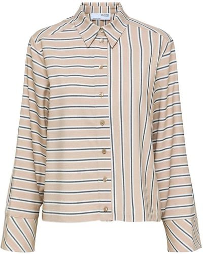 SELECTED Klassische Bluse Hemdbluse SLFPARISA Langarm (1-tlg) - Weiß