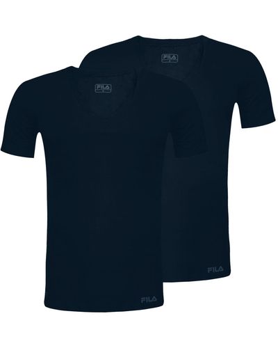 Fila T-Shirt 2er Pack V-Neck aus weichem Baumwolljersey - Blau