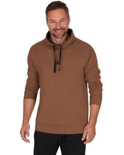 Trigema Sweatshirt mit Schalkragen - Braun