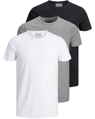 Jack & Jones T-Shirt Basic O-Neck (3-tlg., 3er Pack) etwas länger geschnitten, nicht zu kurz - Schwarz