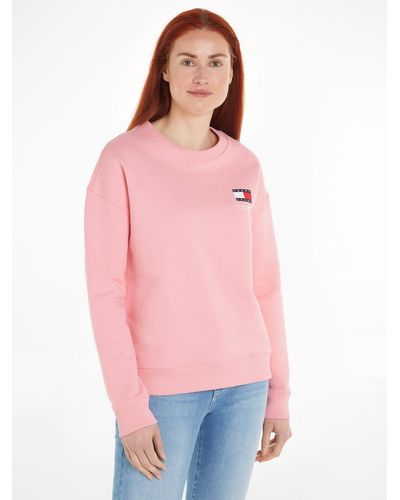 Tommy Hilfiger Sweatshirt TJW BXY GRAPHIC CREW mit Markenlabel & Logo-Flag - Pink