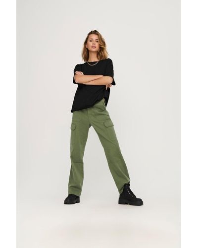 ONLY High-waist- Cargo Hose Lockere Twill Jeans ONLMALFY 6175 in Grün