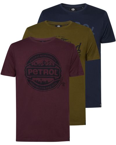 Petrol Industries Hyardin T-Shirt im Pack mit O-Neck (3-tlg) - Rot