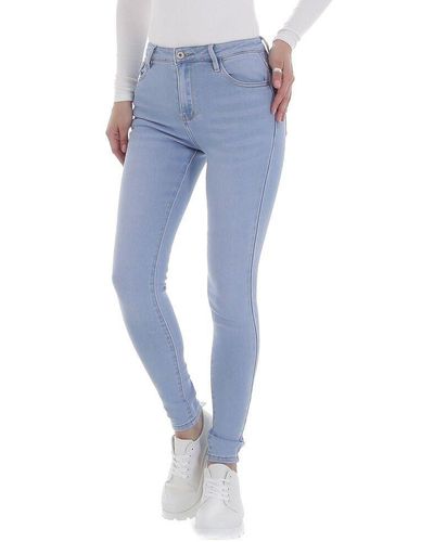 Ital-Design Fit- Freizeit Stretch Skinny Jeans in Hellblau - Schwarz