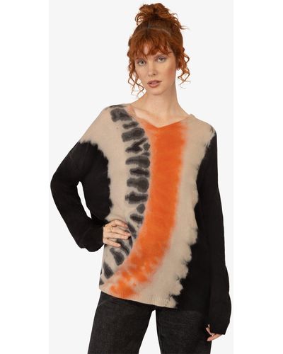 Rainbow Cashmere Pullover mit V-Ausschnitt und -Dye-Effekt - Mehrfarbig