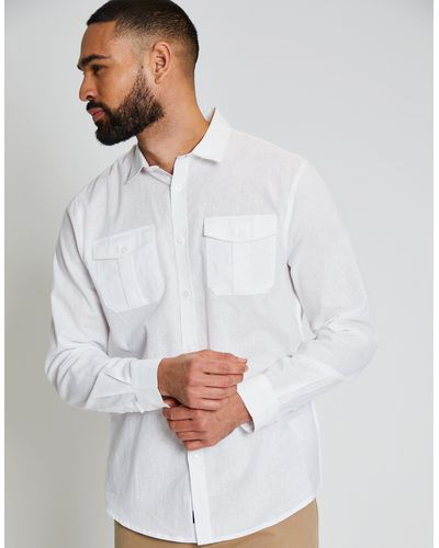 Threadbare Langarmhemd THB Shirt L/Slv Collins - Weiß