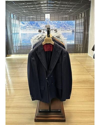 Brunello Cucinelli Double Breasted Blazer Sakko Jacke Suit Zweireihige - Blau