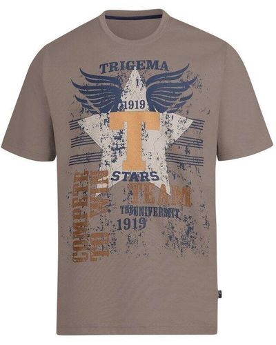 Trigema T-Shirt mit großem Print-Motiv (1-tlg) - Grau