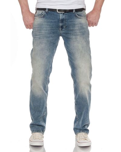 Miracle of Denim Straight-Jeans M.O.D Thomas Comfort Alava Blue mittelblau stonewashed