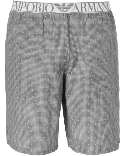 Emporio Armani Pyjamashorts Loungewear Bermuda mit platziertem Markenschriftzug am Bund - Grau