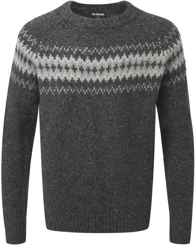 Sherpa Rundhalspullover Dumji Sweater - Grau