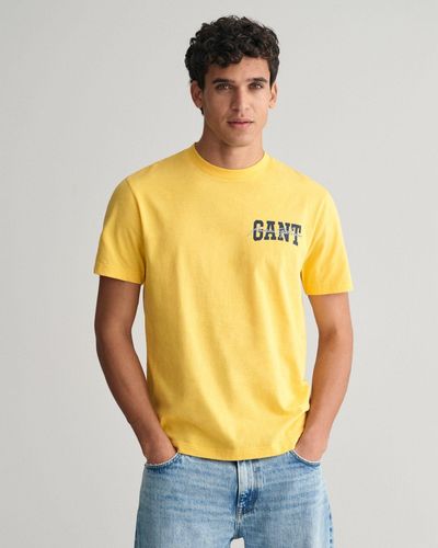 GANT Arch Script Graphic T-Shirt mehrfarbiger Print - Gelb
