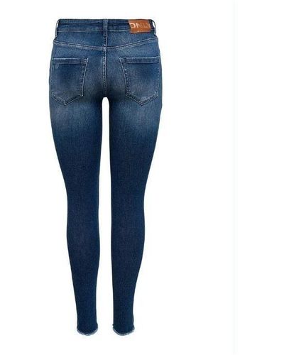 ONLY Slim-fit-Jeans ONLBLUSH LIFE MID SK ANK RAW REA811 - Blau