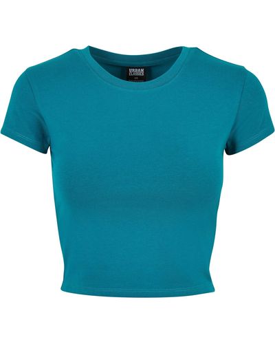 Urban Classics T-Shirt Ladies Stretch Jersey Cropped - Blau