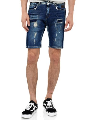 Rusty Neal Shorts Navito mit coolen Used-Details - Blau