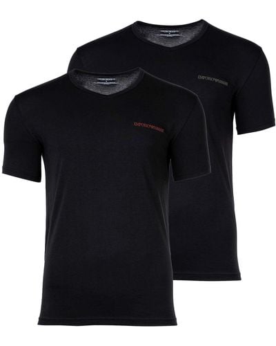 Emporio Armani T-Shirt, 2er Pack - CORE LOGOBAND, V-Neck - Schwarz
