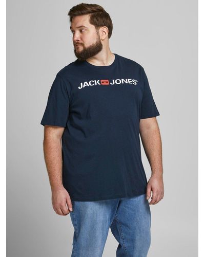 Jack & Jones Rundhals T-Shirt JJECORP LOGO - Blau
