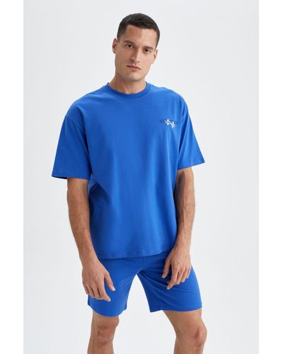 Defacto T-Shirt OVERSIZE FIT - Blau