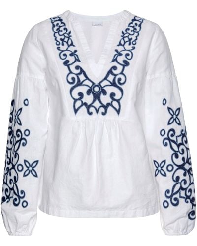 Lascana Langarmbluse mit aufwendiger Stickerei, bluse, Tunika - Blau