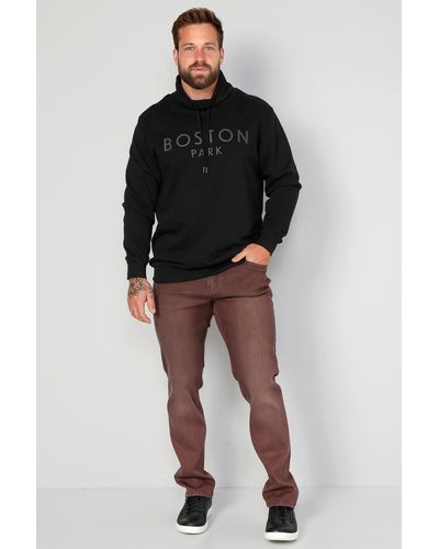 Boston Park Sweatshirt Stehkragen Schriftzug - Schwarz