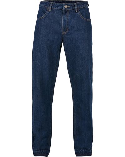 Urban Classics Bequeme Open Edge Loose Fit Jeans (1-tlg) - Blau