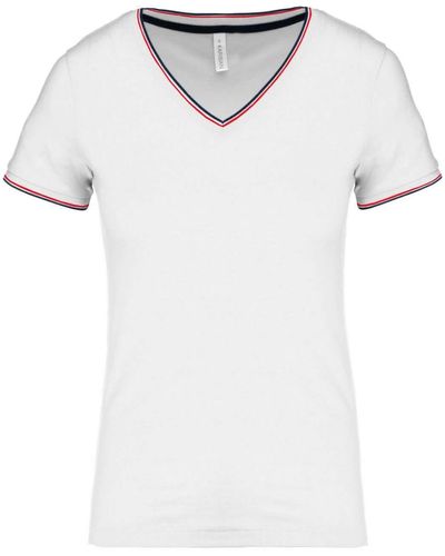 Kariban T- -Neck V-Ausschnitt Pique Polo Shirt Lady-Fit - Weiß