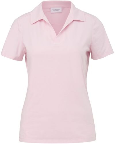 comma casual identity Kurzarmshirt Jerseyshirt mit Polokragen Logo, Stickerei - Pink