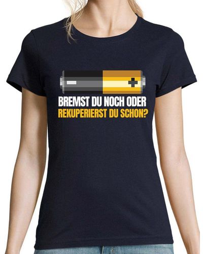 Youth Designz Print- Batterie Bremst T-Shirt mit lustigen Logo - Blau