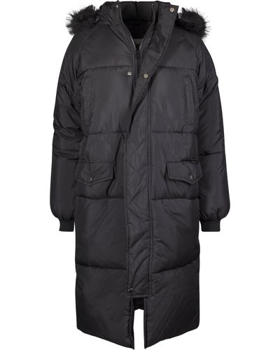 Urban Classics Winterjacke Ladies Oversize Faux Fur Puffer Coat (1-St) - Schwarz