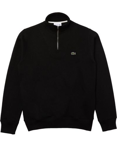 Lacoste Troyer Pullover Sweatshirt mit Stehkragen und (1-tlg) - Schwarz