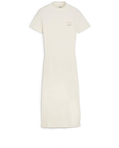 PUMA Sweatkleid CLASSICS Geripptes Kleid - Weiß