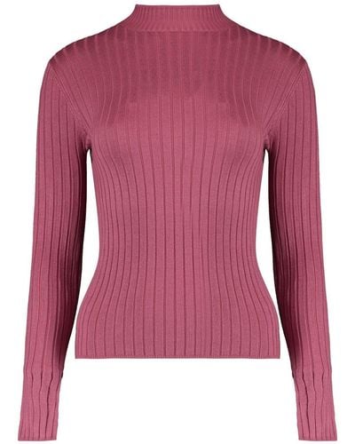 Hailys Strickpullover Dünnes Feinstrick Langarm Shirt Basic Stehkragen Pullover Klea 4687 in Rosa - Lila