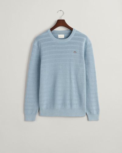 GANT Sweatshirt STRIPE TEXTURED COTTON C-NECK - Blau