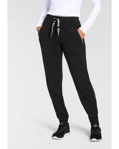 Kangaroos Jogger Pants Sweatpants mit Zippertaschen und Logo String - Schwarz