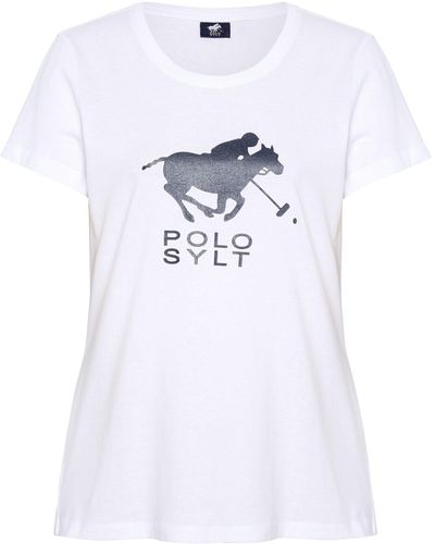 Polo Sylt Print-Shirt mit Glitter-Logo - Weiß