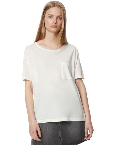 Marc O' Polo T-Shirt schlichtes Design, Brusttasche - Weiß