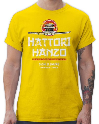 Shirtracer T-Shirt Hattori Hanzo Sushi & Sword Vintage Nerd Geschenke - Gelb