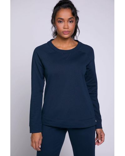Gina Laura Sweatshirt Sweater extraweich Rundhals Raglan-Langarm - Blau